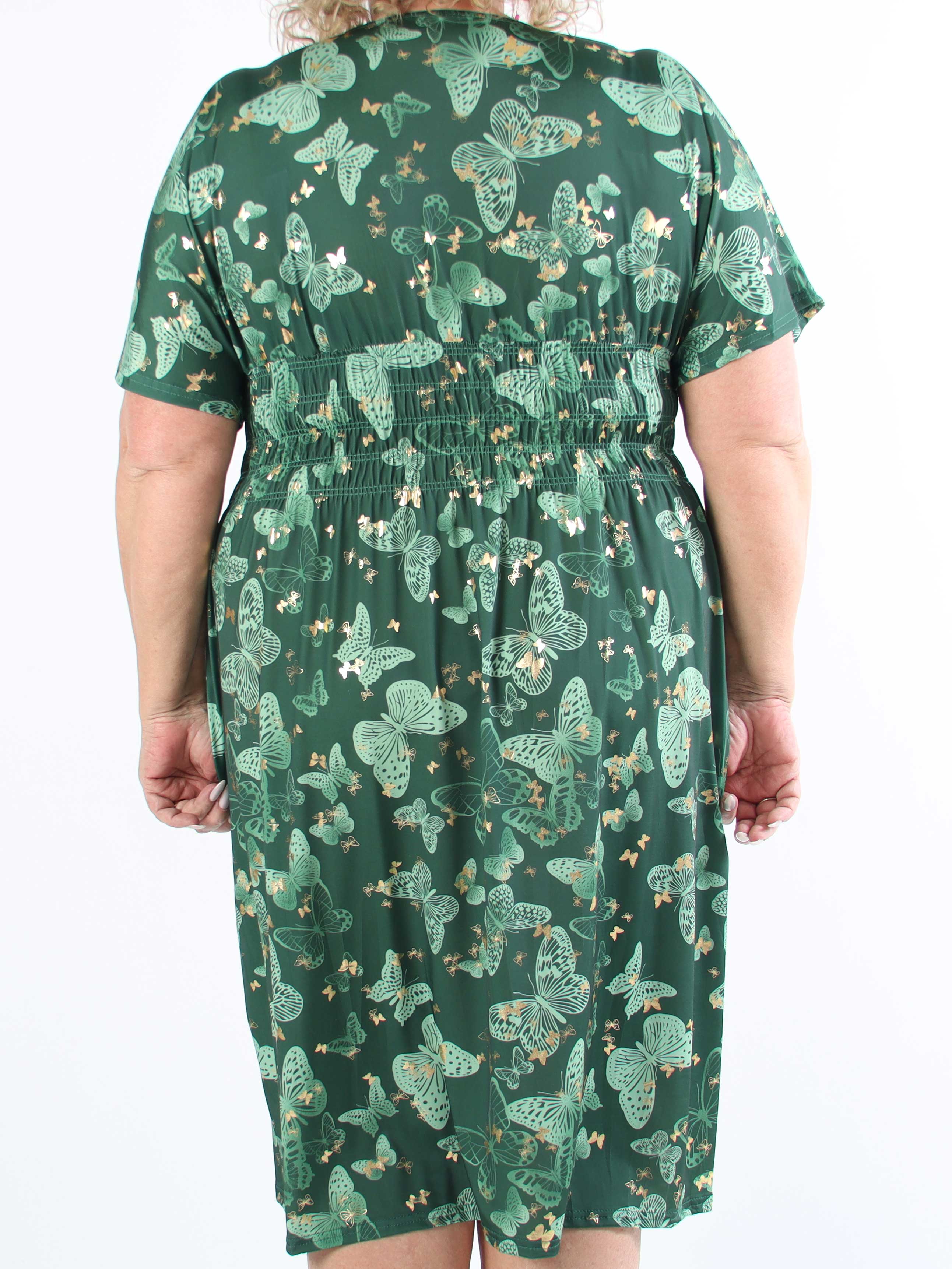 Pams Butterfly Midi S/S - Elastisk plus size-klänning med fjärilsmönster